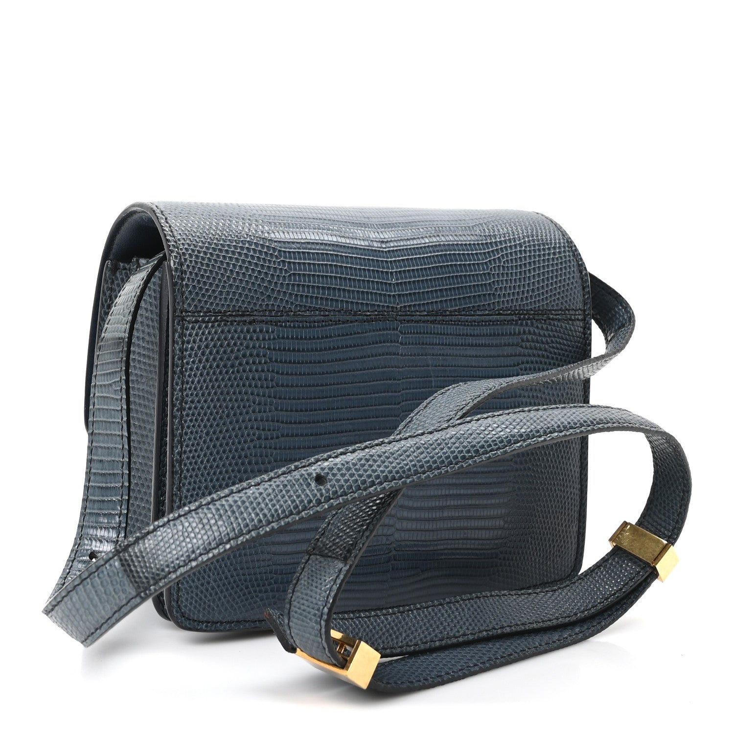Celine Lizard Small Classic Box Flap Bag Blue 3 of 10