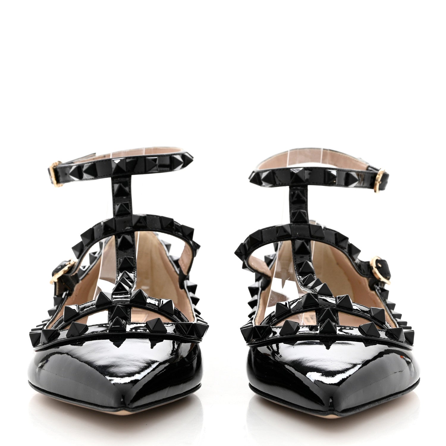 Valentino Garavani Patent Monochrome Rockstud Cage Ballerina Flats 37 Black 2 of 8