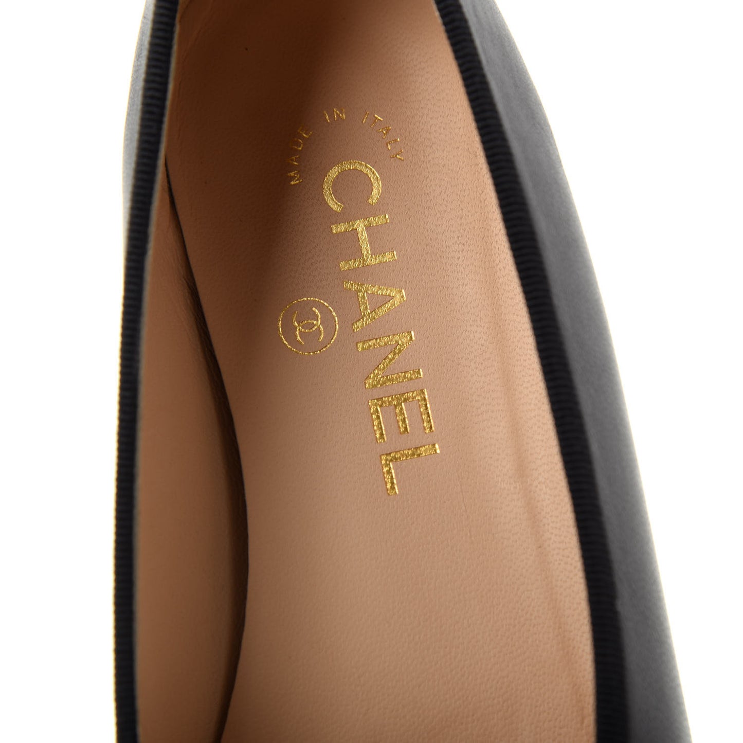 Lambskin Patent Cap Toe Ballerina Flats 38 Black