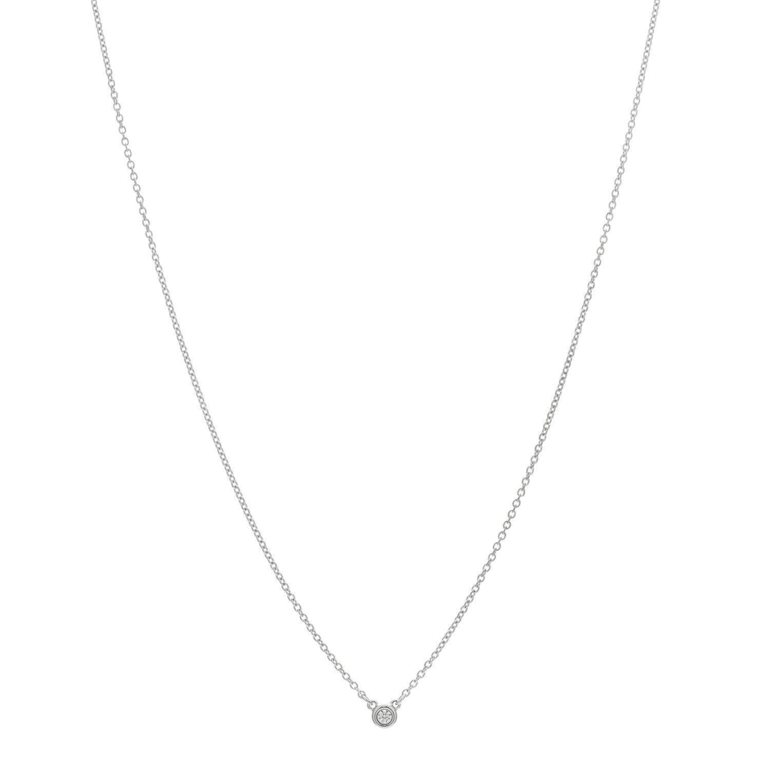 Tiffany Sterling Silver Diamond .03ct Elsa Peretti Diamonds by the Yard Pendant Necklace 1 of 4
