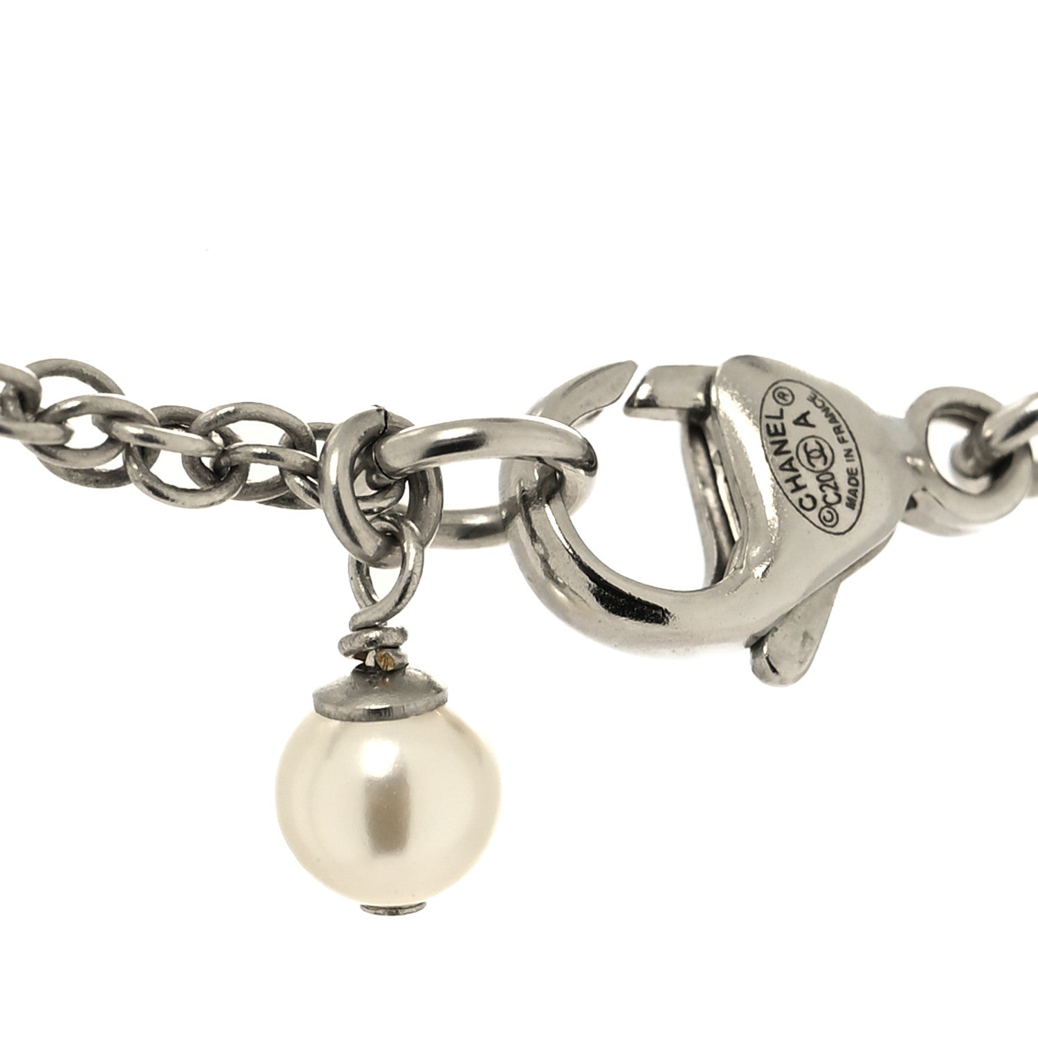 Chanel Crystal CC Pendant Necklace Silver 4 of 6