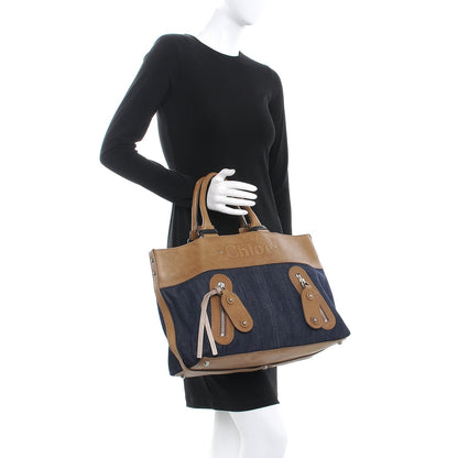 Chloe Denim Calfskin Tote Blue 2 of 8