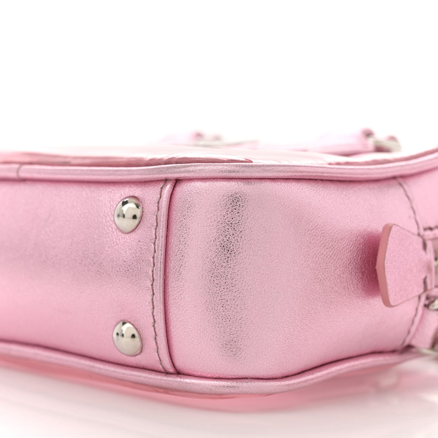 Metallic Nappa Plexi Vinyl Mini Top Handle Crossbody Rosa Mordore
