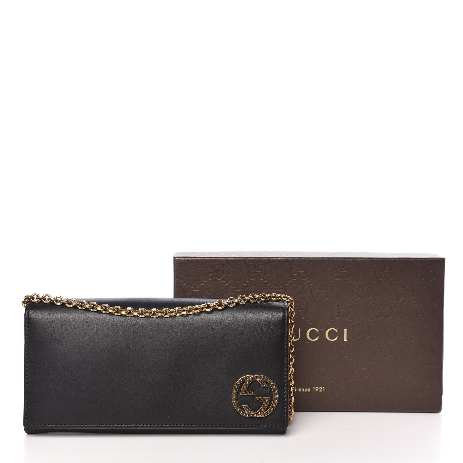 Gucci Calfskin Interlocking G Chain Wallet Black 12 of 12