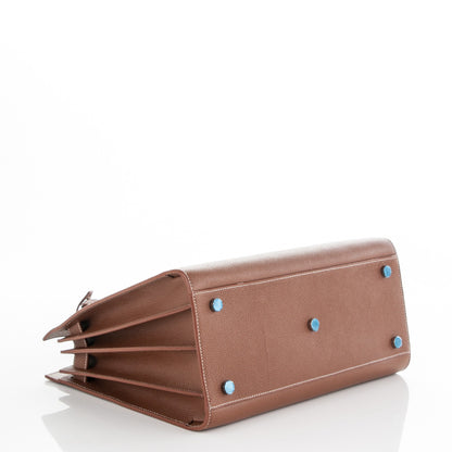 Saint Laurent Grained Calfskin Topstitch Small Sac De Jour Cognac 3 of 8