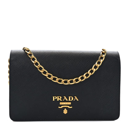 Prada Saffiano Lux Chain Wallet Black 1 of 7