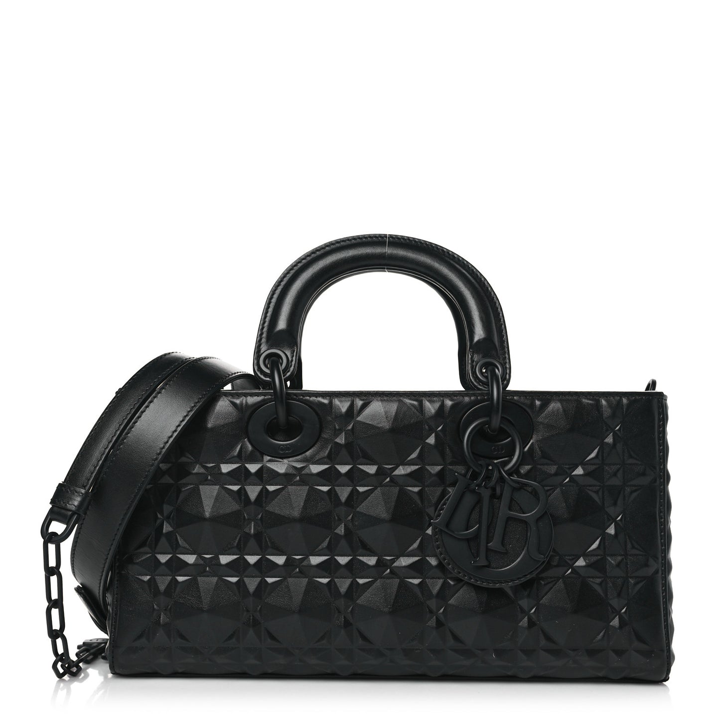 Calfskin Cannage Diamond Medium Lady D-Joy Black