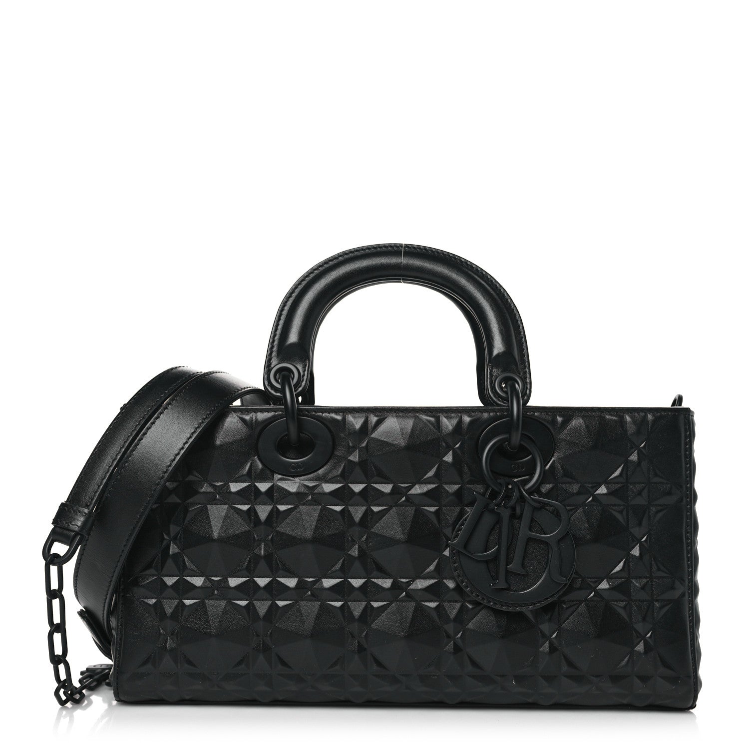 Christian Dior Calfskin Cannage Diamond Medium Lady D-Joy Black 1 of 8