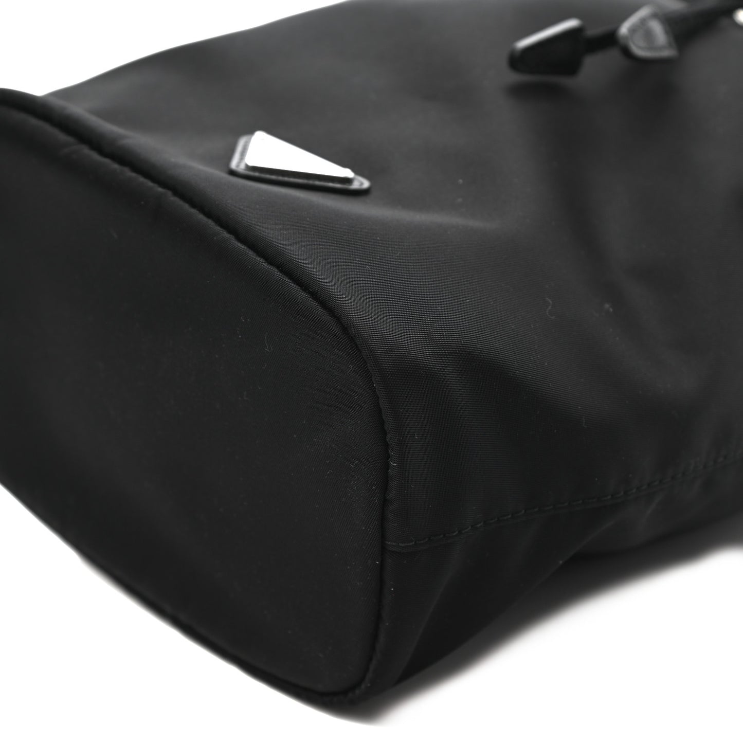 Saffiano Tessuto Nylon Vela Bucket Wristlet Black