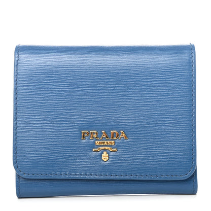 Prada Vitello Move Bi-Fold Wallet Blue 1 of 4
