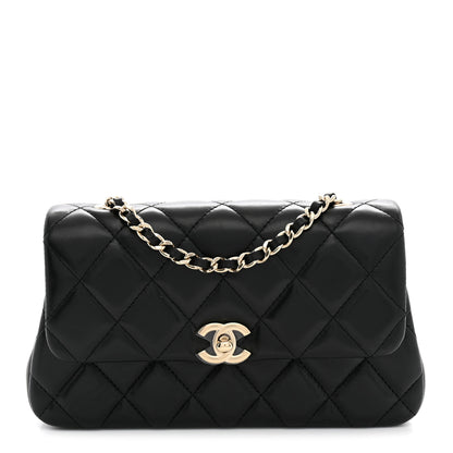 Chanel Lambskin Quilted Rectangular Phone Holder Clutch With Chain Black 1 of 11