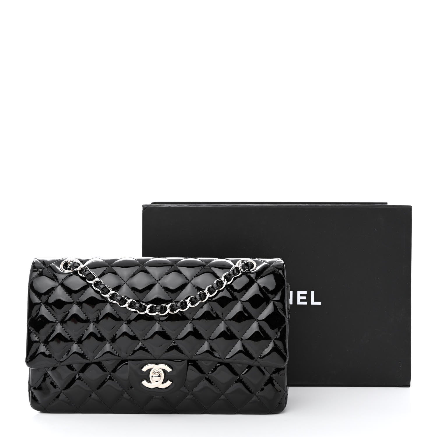 Chanel Patent Quilted Medium Double Flap Black 13 of 13