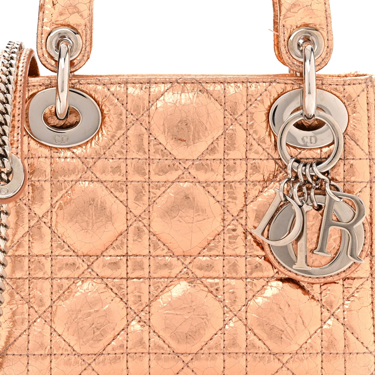 Metallic Cannage Mini Lady Dior Pink