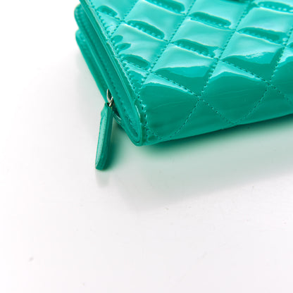 Chanel Patent Quilted Zip Pocket Wallet Turquoise 20 of 26