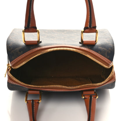 Celine Triomphe Canvas Calfskin Small Boston Bag Tan 5 of 6