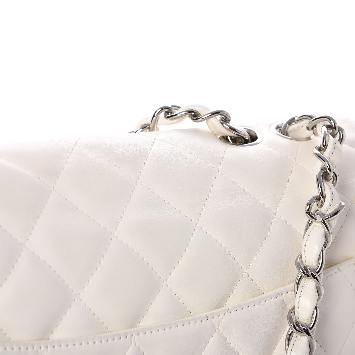 Lambskin Quilted Jumbo Single Flap White