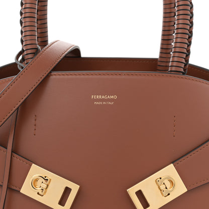 Salvatore Ferragamo Calfskin Braided Medium Hug Bag Cognac 8 of 12