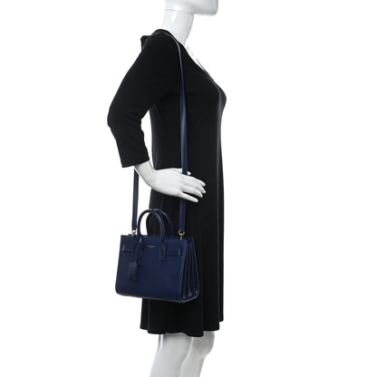 Saint Laurent Calfskin Nano Sac De Jour Dark Blue 2 of 9