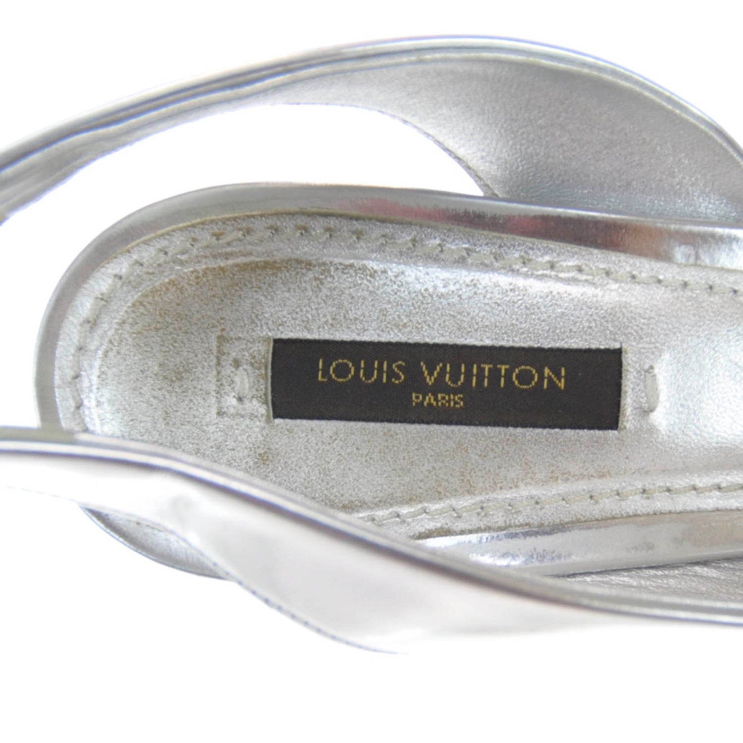 Leather Metallic Dress Sandals Heels 39 Silver