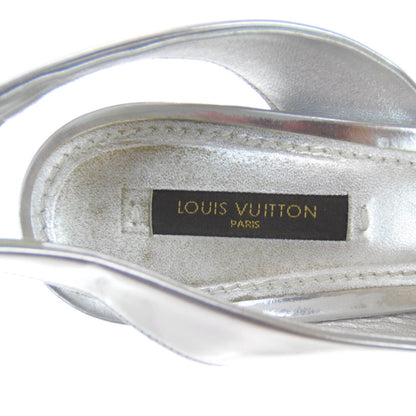 Louis Vuitton Leather Metallic Dress Sandals Heels 39 Silver 5 of 7