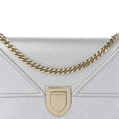 Christian Dior Metallic Grained Calfskin Diorama Croisiere Chain Wallet Silver 9 of 9