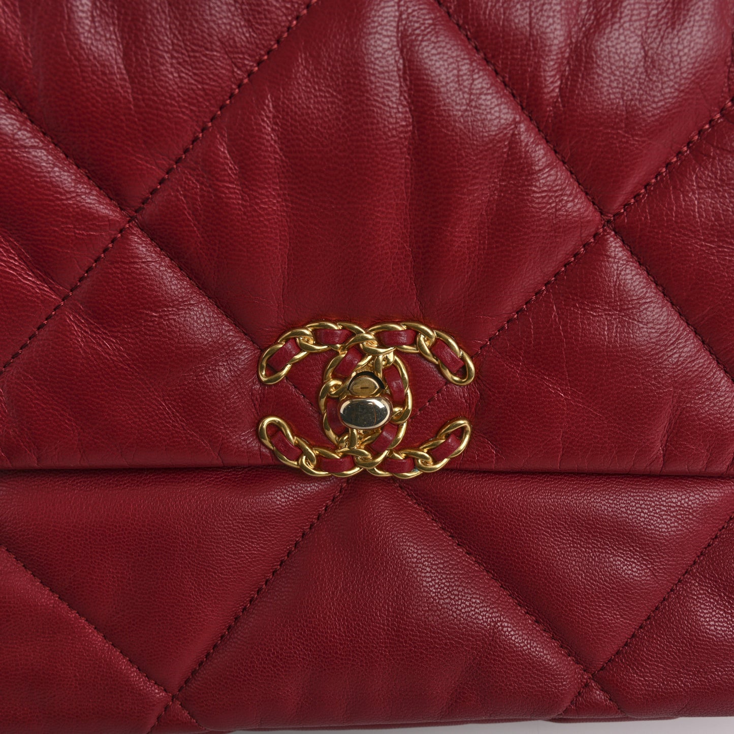 Goatskin Quilted Large Chanel 19 Flap Dark Pink