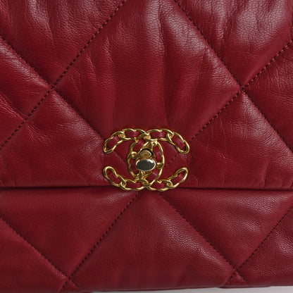 Chanel Goatskin Quilted Large Chanel 19 Flap Dark Pink 10 of 10