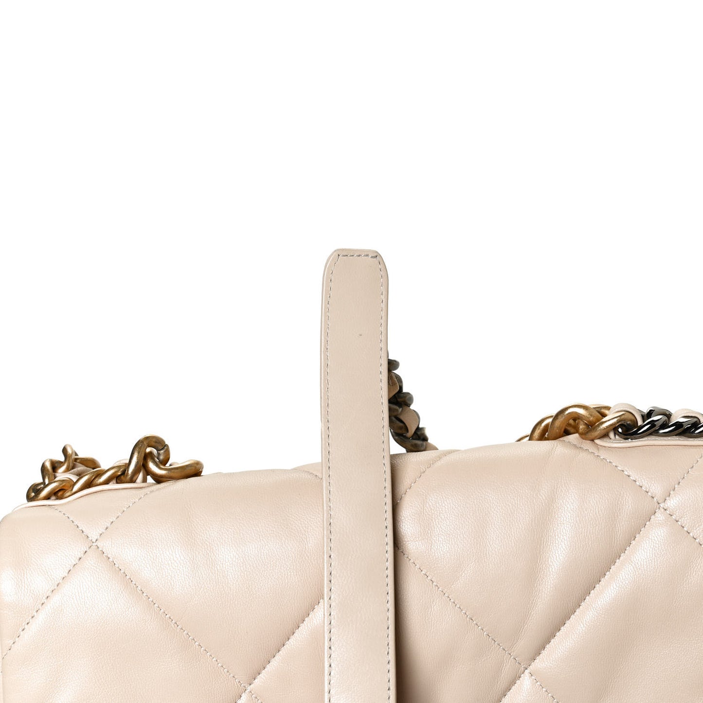 Lambskin Quilted Large Chanel 19 Flap Beige