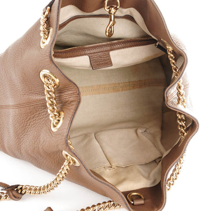 Gucci Pebbled Calfskin Medium Soho Chain Shoulder Bag Maple Brown 7 of 9