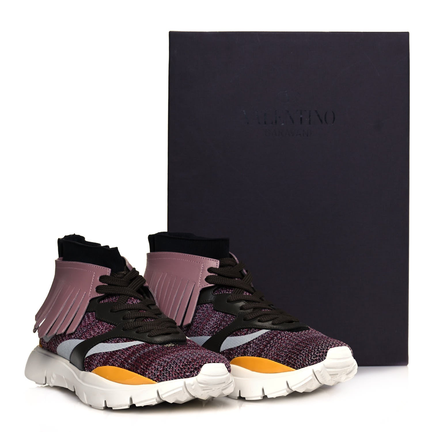 Valentino Garavani Body Tech Knit Heroes Mens Sock High Top Fringe Sneakers 41 Lipstick Olive 9 of 9