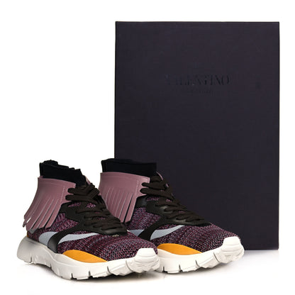 Valentino Garavani Body Tech Knit Heroes Mens Sock High Top Fringe Sneakers 41 Lipstick Olive 9 of 9
