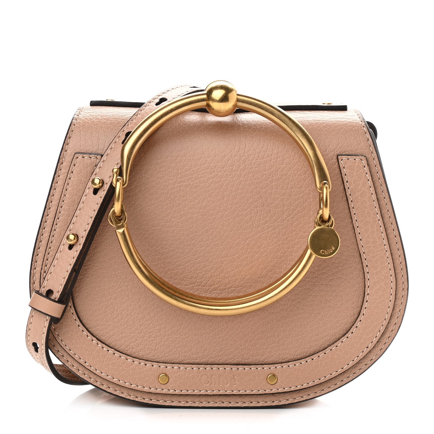 Calfskin Suede Small Nile Bracelet Bag Biscotti Beige