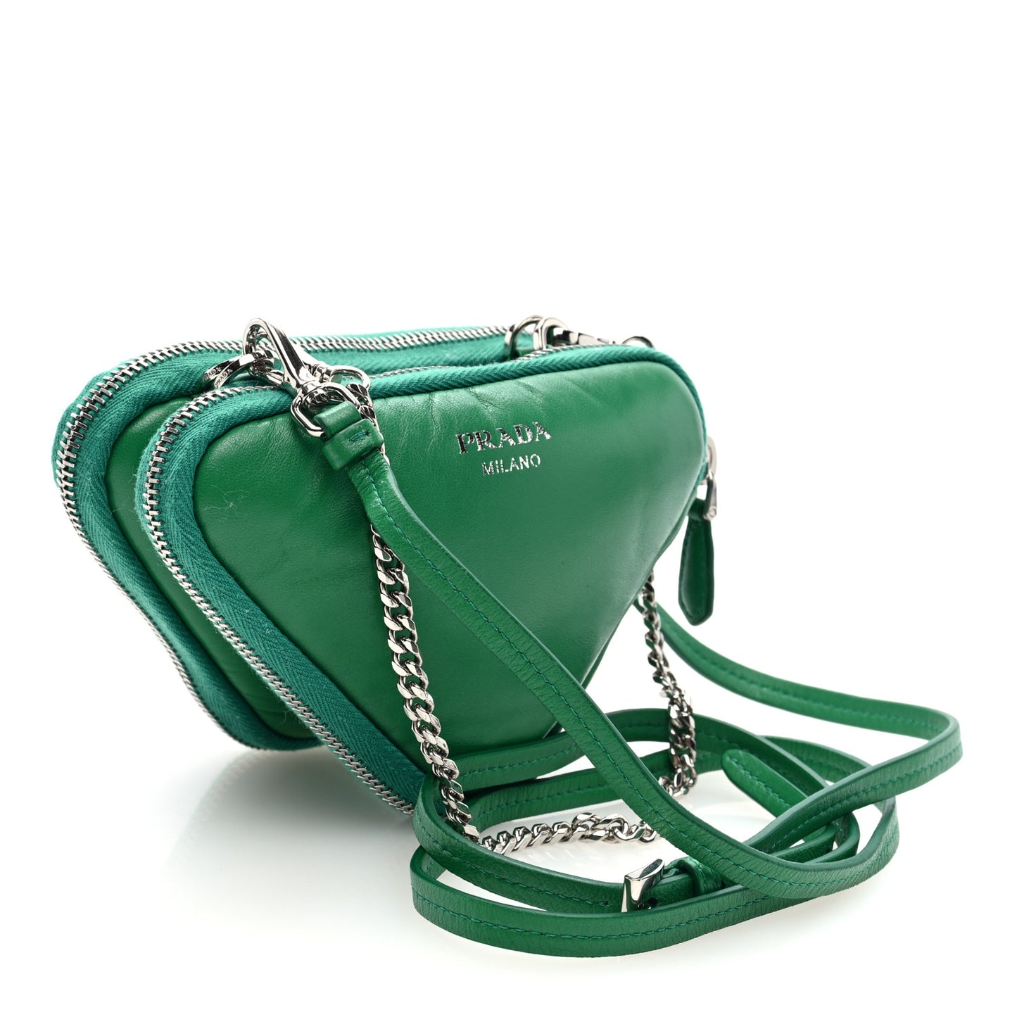 Nappa Soft Padded Mini Triangle Crossbody Pouch Mango