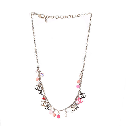 Chanel Beaded Resin CC Necklace Gold Pink 2 of 4