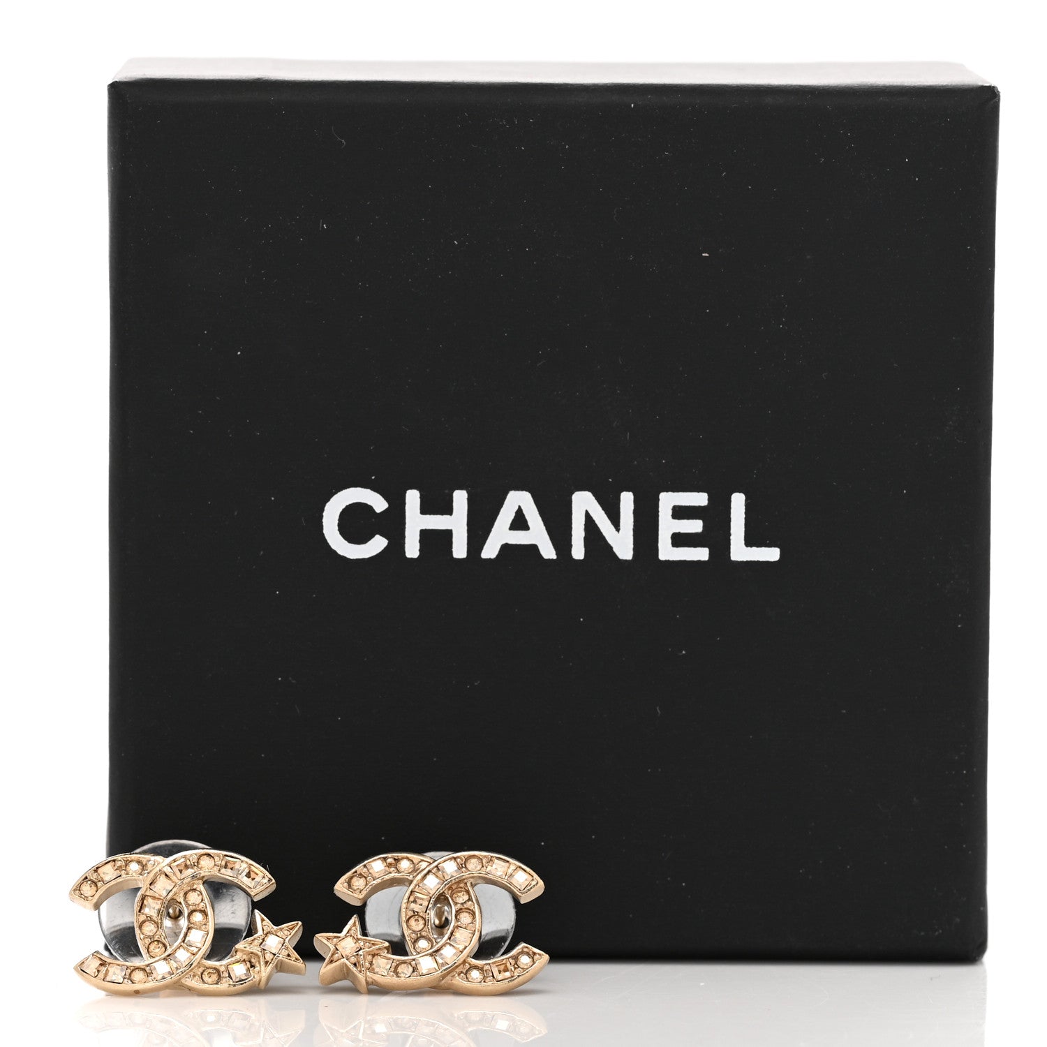 Chanel Crystal CC Starfall Earrings Gold 5 of 5