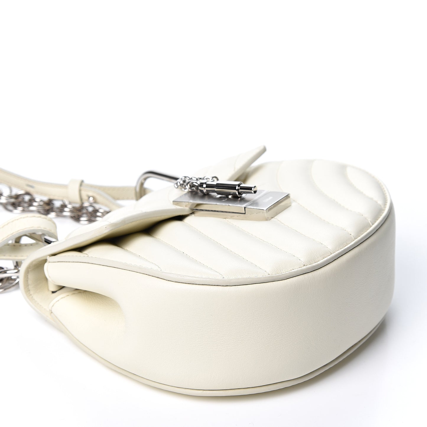 Calfskin Quilted Mini Drew Bijou Shoulder Bag Natural White