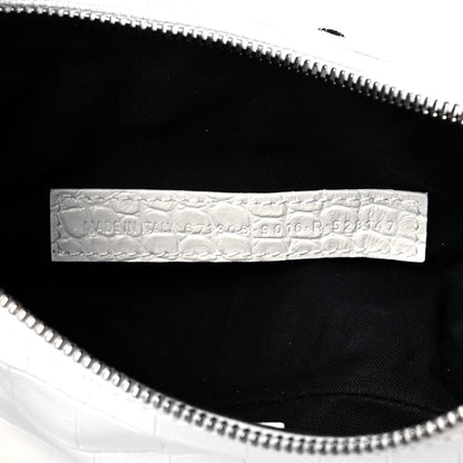 Balenciaga Extra Supple Calfskin Crocodile Embossed Le Cagole Shoulder Bag XS White 7 of 10
