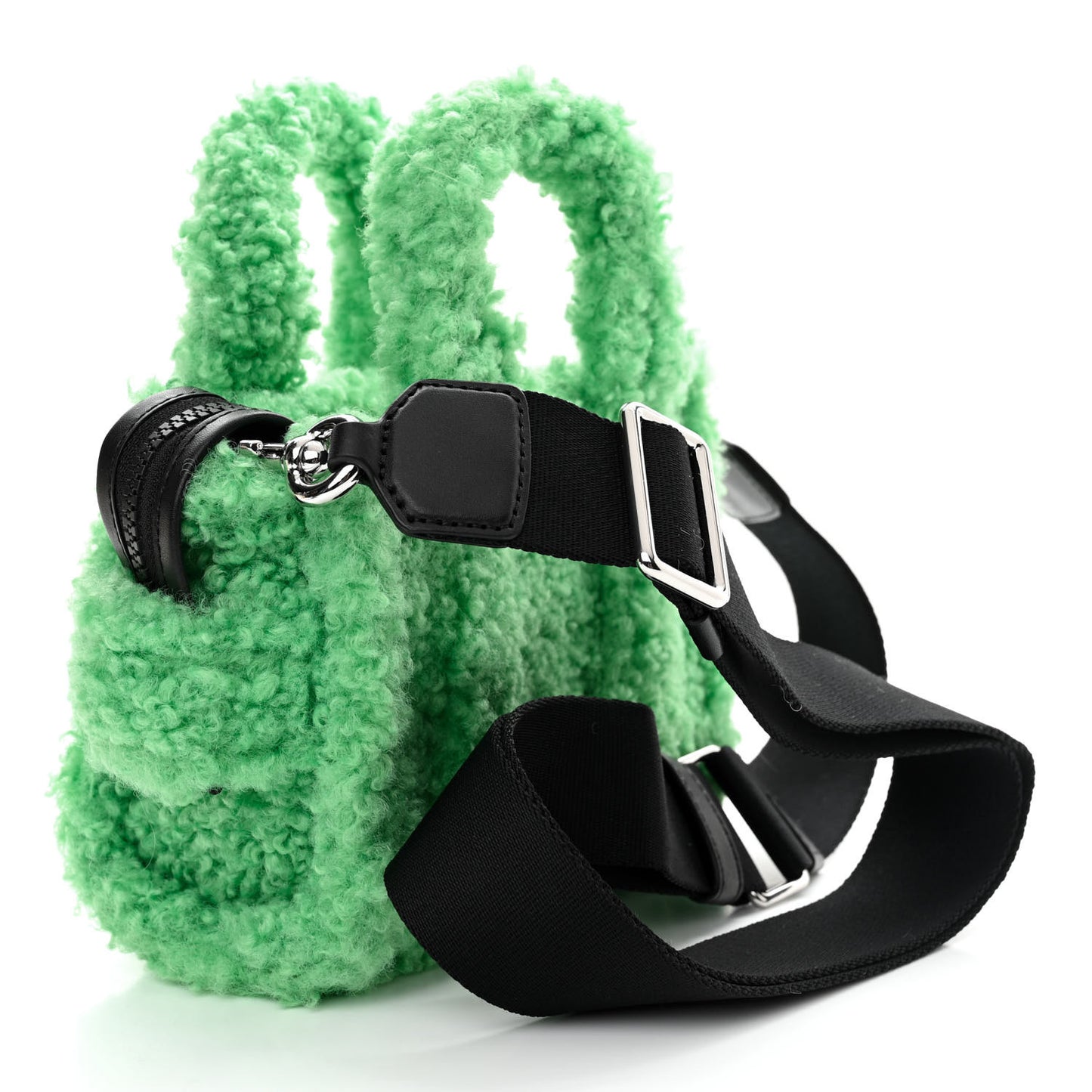 Polyester Cotton Mini The Teddy Traveler Tote Bag Fluffy Green