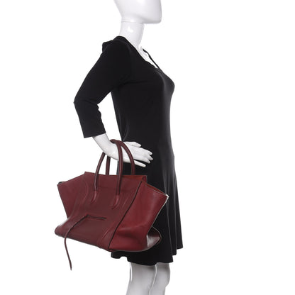 Celine Drummed Calfskin Medium Phantom Luggage Burgundy 2 of 8