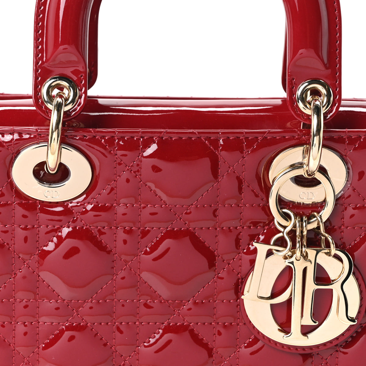 Patent Cannage Small Lady Dior Cherry Red