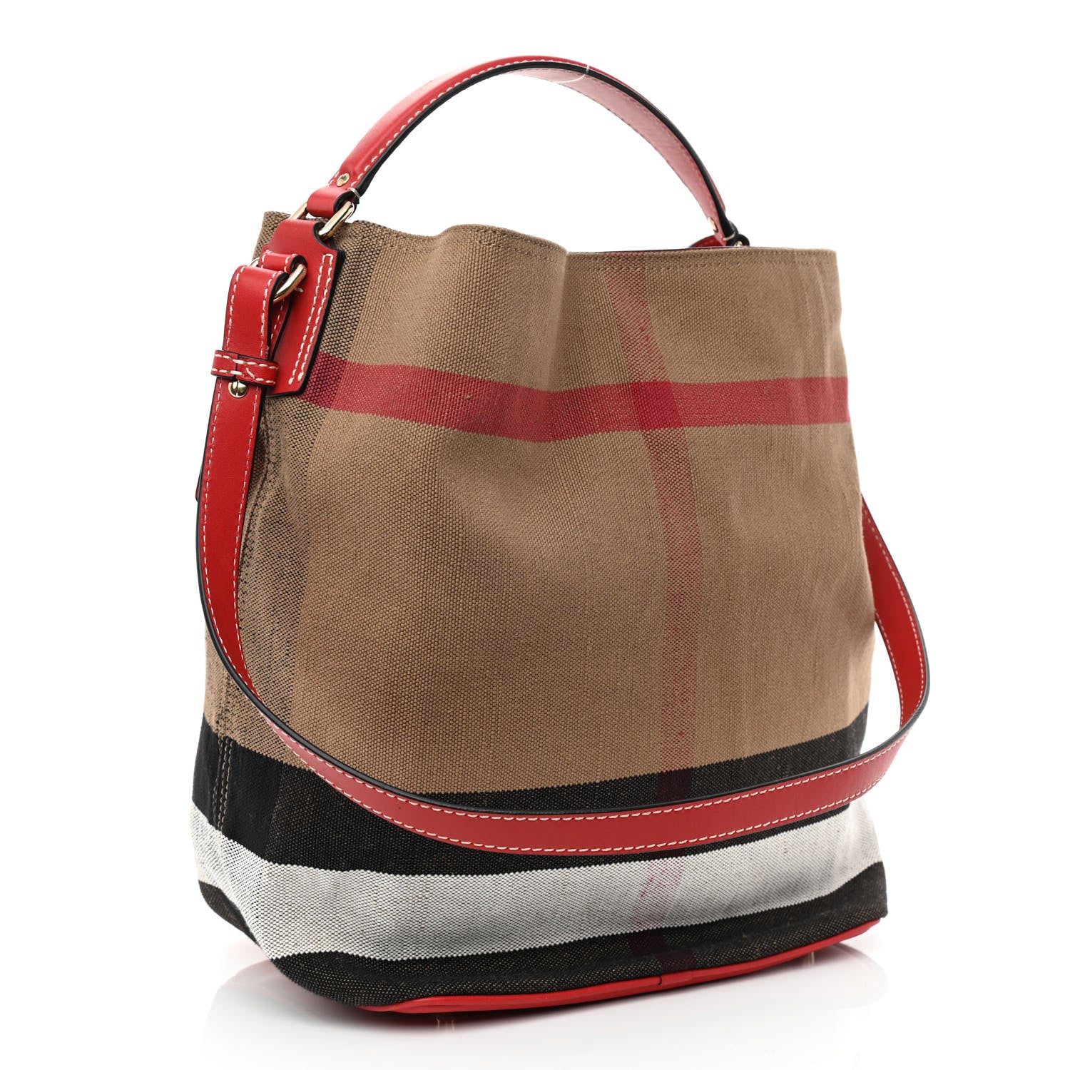 Burberry Canvas Mega Check Medium Ashby Hobo Cadmium Red 3 of 13