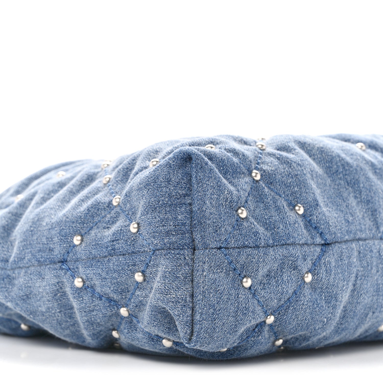 Chanel Washed Denim Quilted Studded Small Chanel 22 Blue 10 of 11