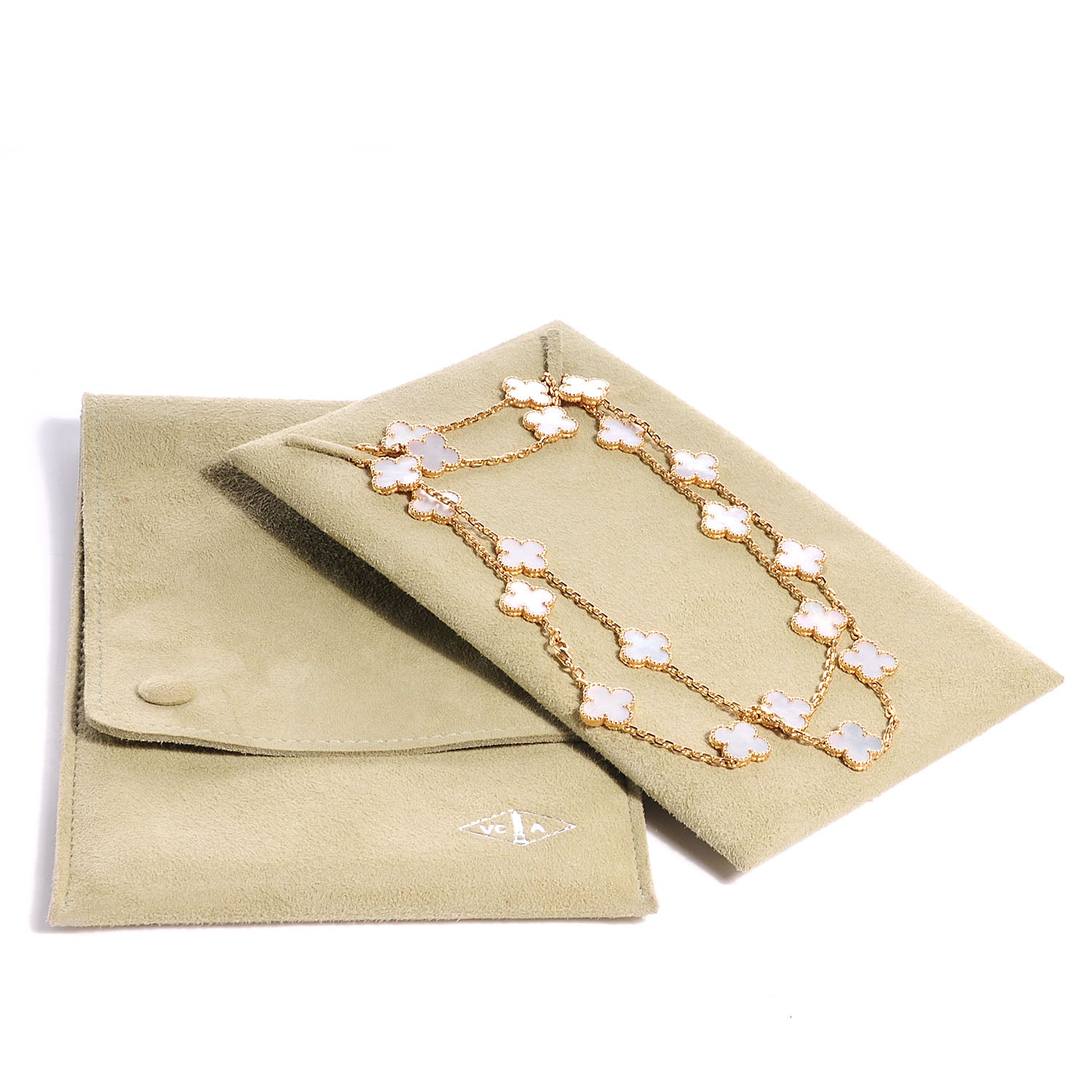 Van Cleef & Arpels 18K Yellow Gold Mother of Pearl 20 Motifs Vintage Alhambra Necklace 8 of 8