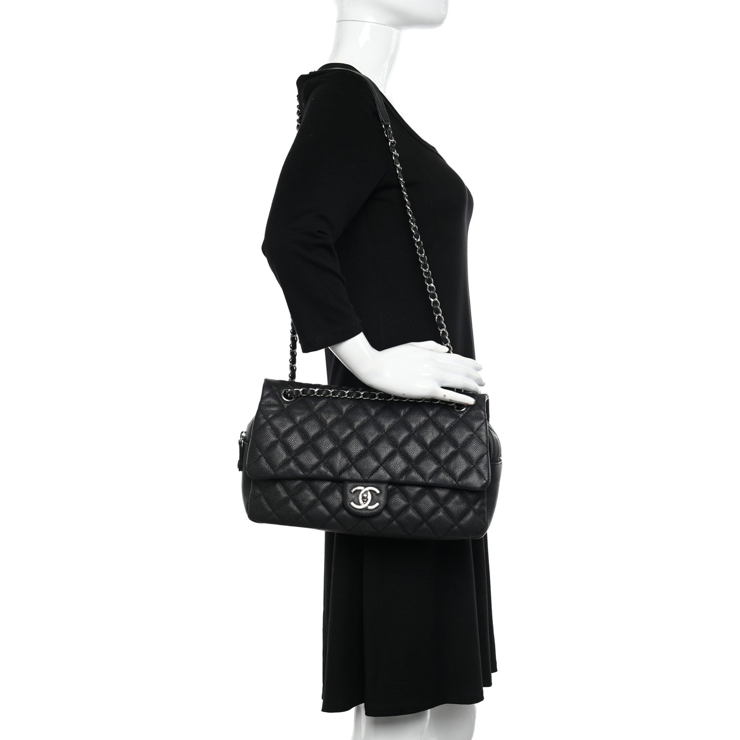 Caviar Quilted Jumbo Easy Flap Black