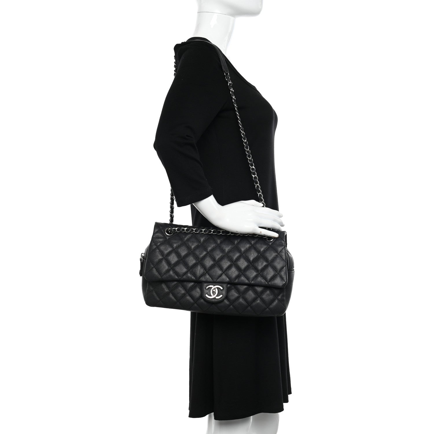 Chanel Caviar Quilted Jumbo Easy Flap Black 2 of 13