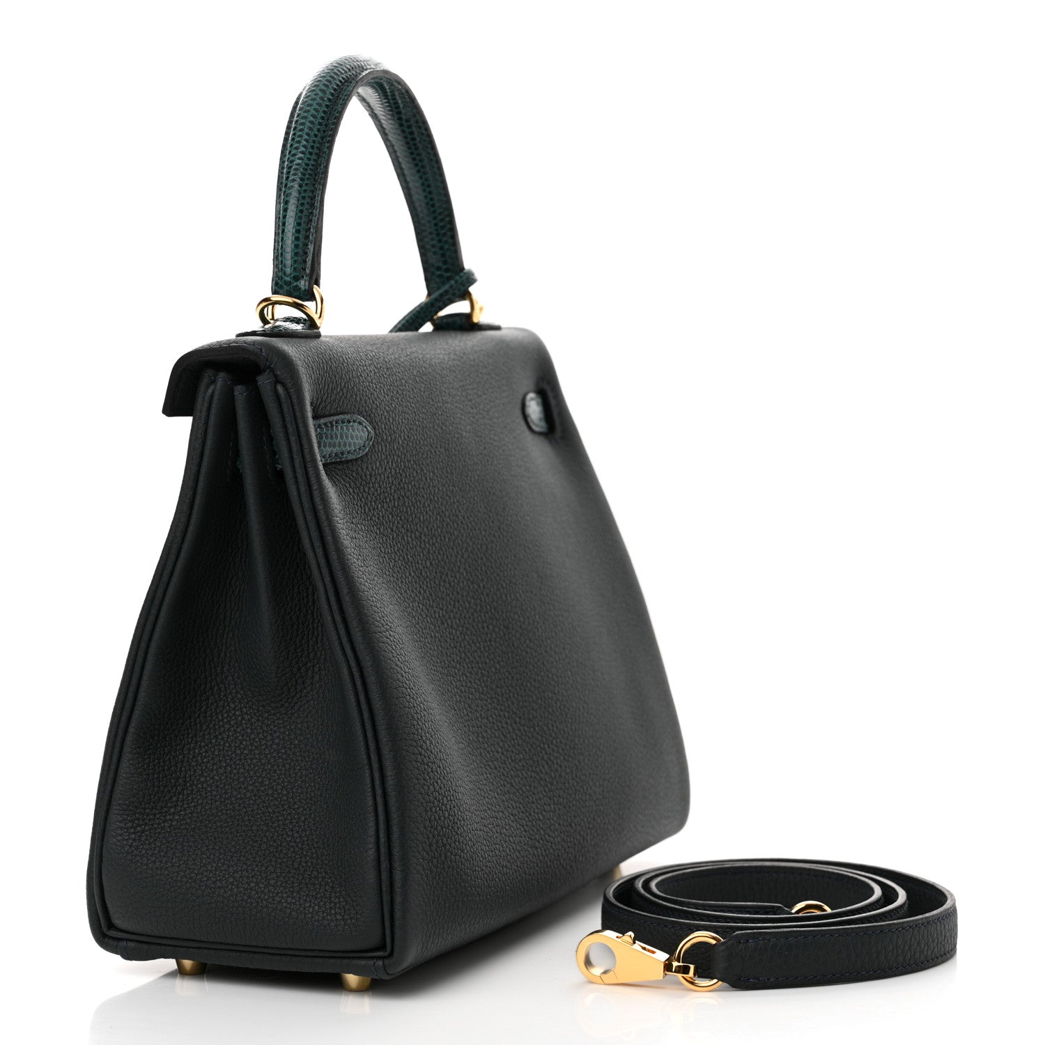 Hermes Togo Lizard Kelly Retourne Touch 25 Vert Rousseau Vert Cypress 2 of 12