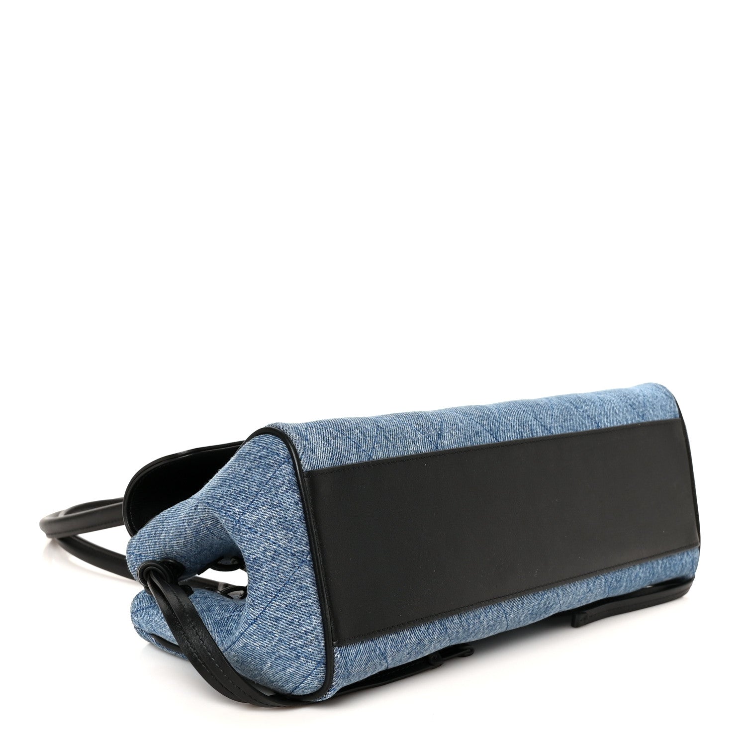 Chanel Calfskin Denim Stitched Urban Essentials Small Shopping Bag Blue Black 4 of 10