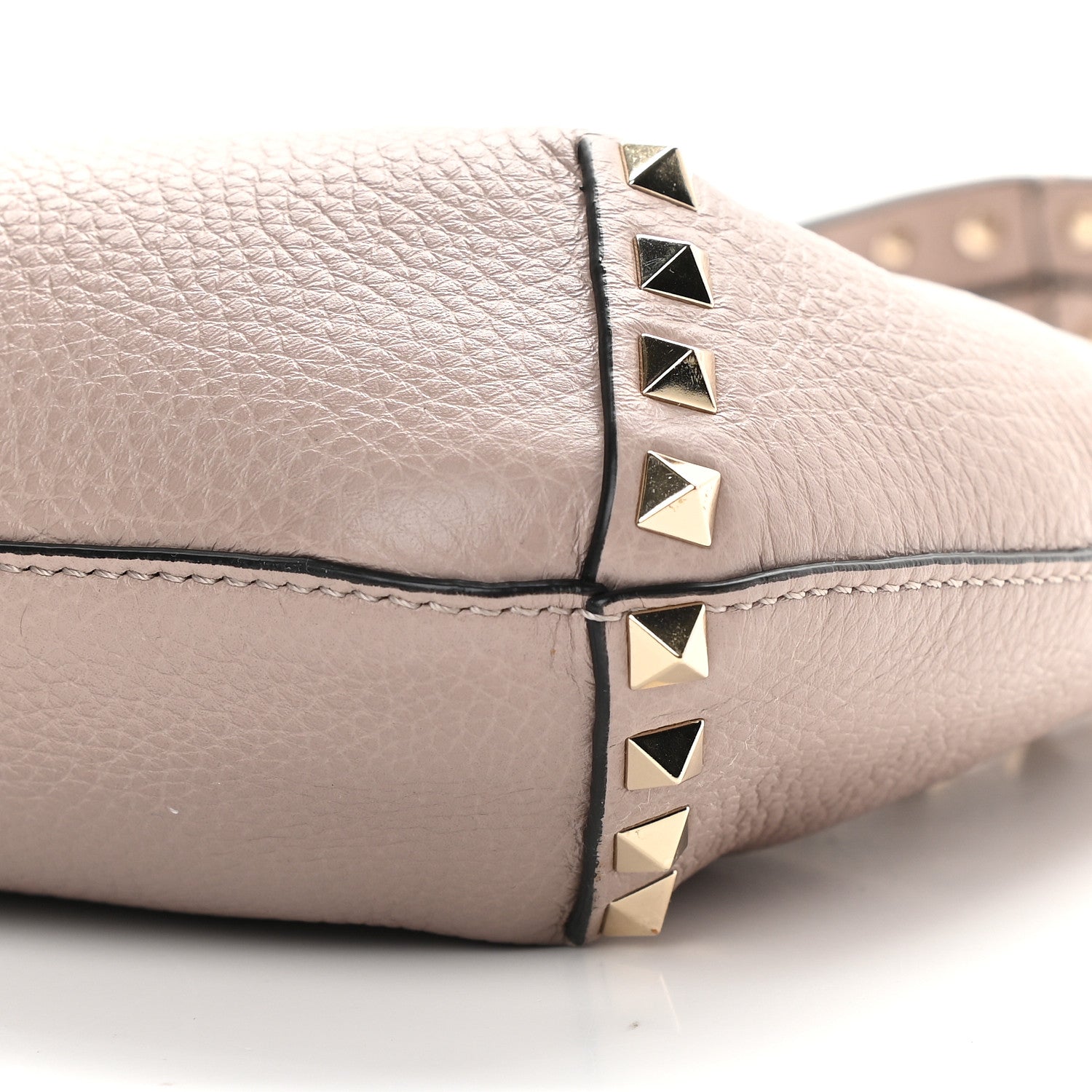Valentino Garavani Pebbled Calfskin Small Rockstud Flip Lock Hobo Poudre 8 of 8