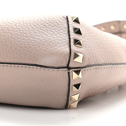 Valentino Garavani Pebbled Calfskin Small Rockstud Flip Lock Hobo Poudre 8 of 8