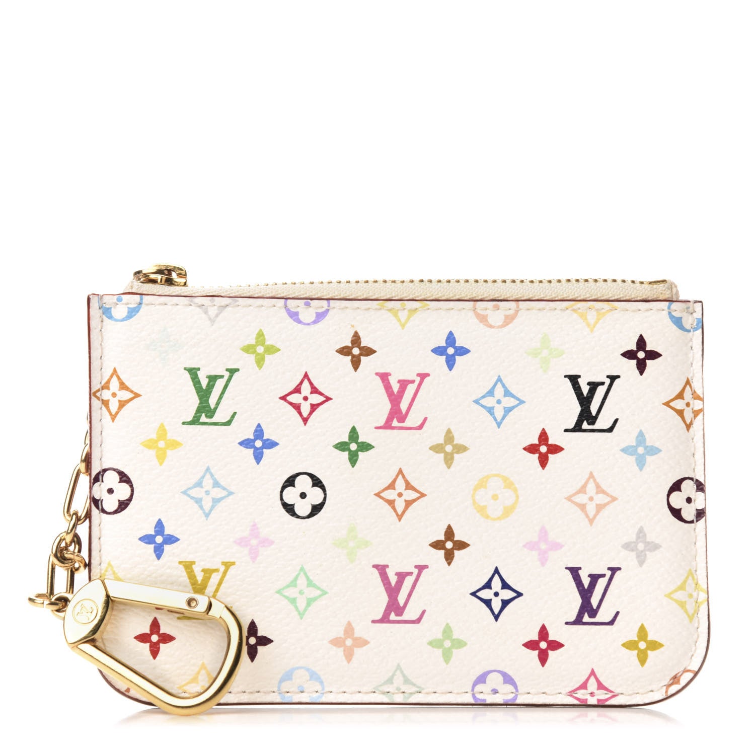 Louis Vuitton Monogram Multicolor Key Pouch White Litchi 1 of 5